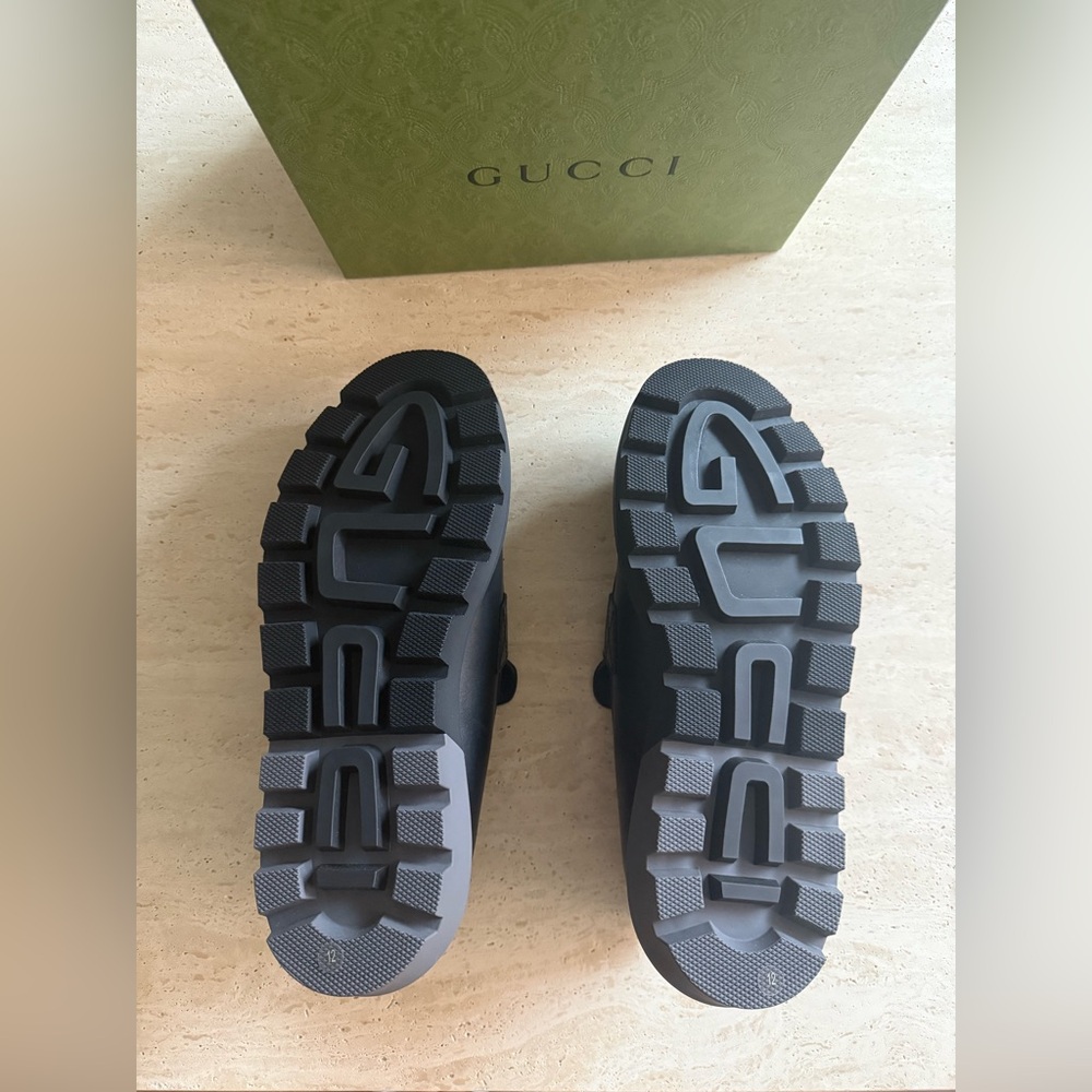 NWB GUCCI Gucci Horsebit Leather Loafers 'All Black' Designer Size/12 - Picture 5 of 16